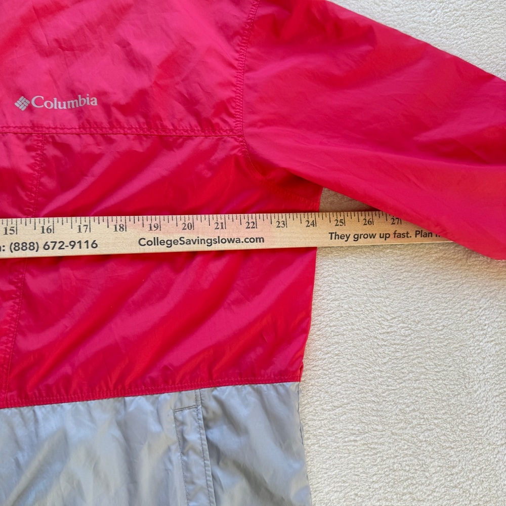 Columbia Women’s XL Pink Gray Windbreaker Hooded Zip Jacket - Picture 15 of 16